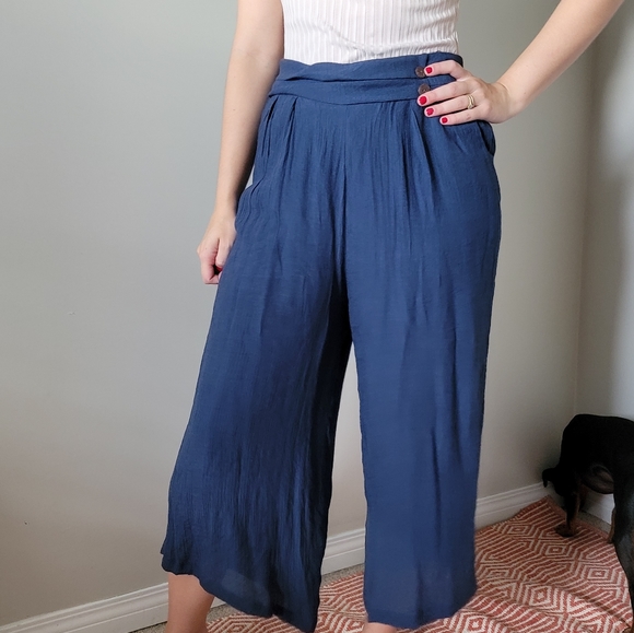 Papa Vancouver Navy Plazzo Pants w/ Pockets - Picture 4 of 10